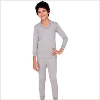 Light Grey Cotton Kids Thermal Inner Wear